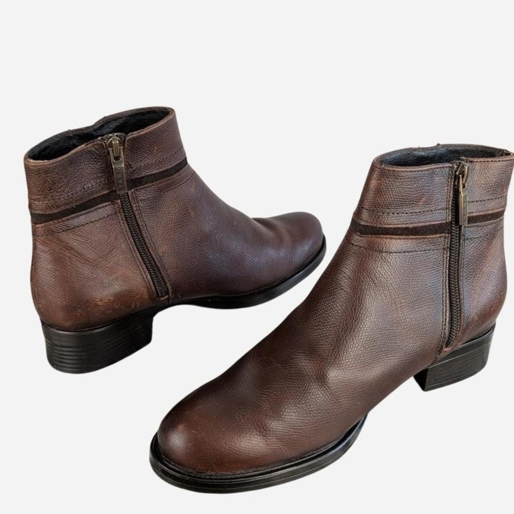 Lyard Pebbled Leather Side Zip Ankle Boot Brown Lisa Tummi Texas Size 7.5 - Picture 4 of 9